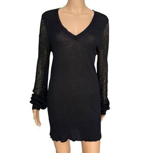 Spiegel silk/cashmere black sweater tunic fine knit super soft size L